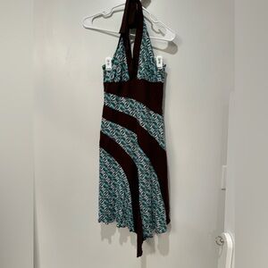 Asymmetrical Cut Halter Printed Dress